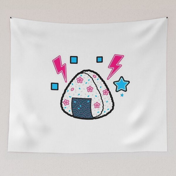 Item preview, Neon Vaporwave Onigiri Sticker designed and sold by esterter.