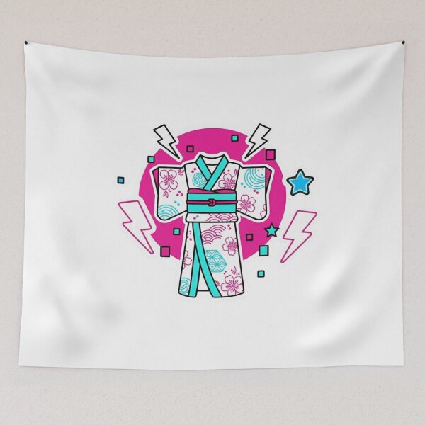 Item preview, Neon Vaporwave Kimono with Cherry Blossoms designed and sold by esterter.