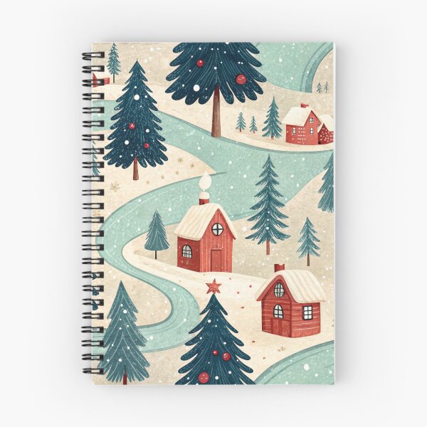Item preview, Pueblo navideño vintage con cabañas nevadas y árboles decorados: diseño navideño nostálgico designed and sold by CHRONIN.