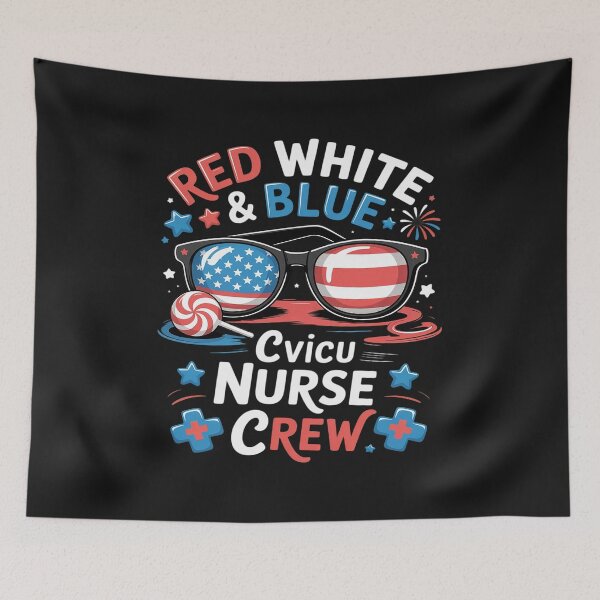 Item preview, Red White CVICU Nurse Crew Sunglasses 4th July USA Flag designed and sold by procionartss.
