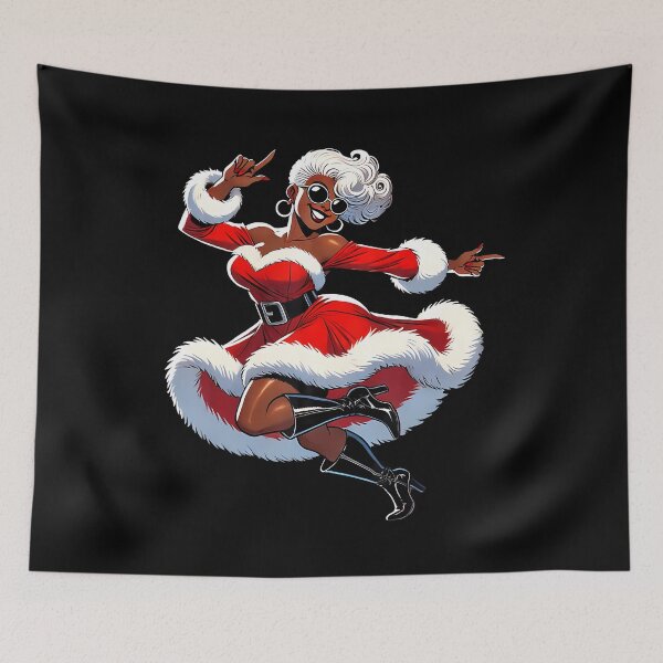 Item preview, African Santa Wife Dancing African American Christmas designed and sold by VivanLaurel.