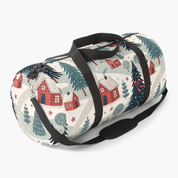 Item preview, Pueblo navideño vintage con acogedoras cabañas rojas y pinos nevados: diseño navideño nostálgico designed and sold by CHRONIN.