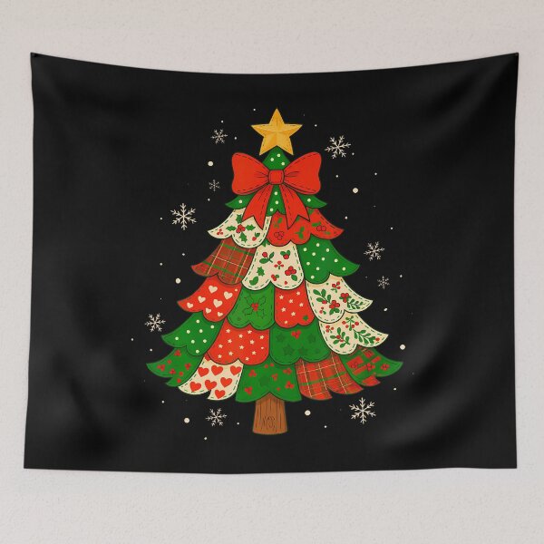 Item preview, Retro Patchwork Christmas Tree Cute Holiday 	 Xmas designed and sold by MarionCharleen.
