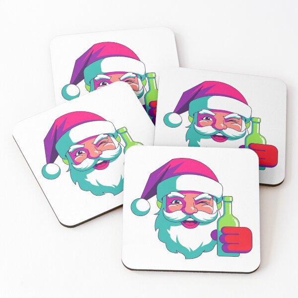 Item preview, Neon Synthwave Drunk Santa Claus Pop Art Design designed and sold by LoveDesignMania.