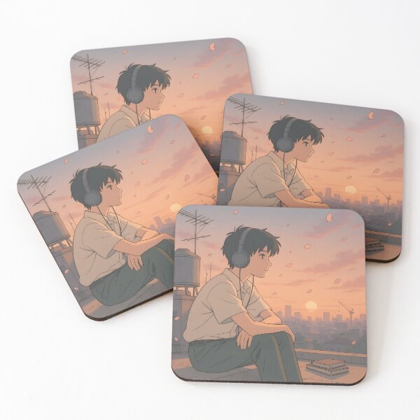 Item preview, Lofi Rooftop Sunset – Anime Chill Vibes Art designed and sold by HBR-Graphics.
