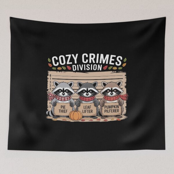 Item preview, Cozy Crimes Division Funny Fall Raccoons Autumn Leaves designed and sold by ToggleBet.