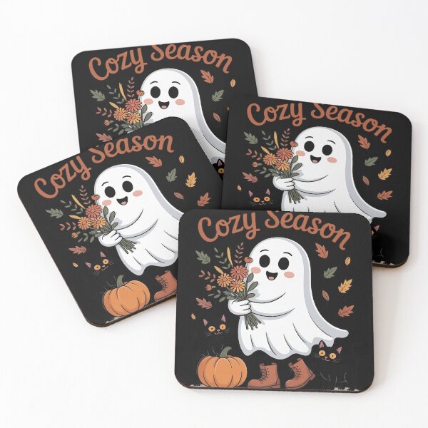 Item preview, Cozy Season Ghosts Autumn Leaves Cats designed and sold by ToggleBet.