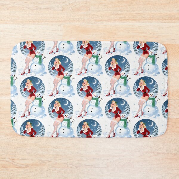 Item preview, Snow Day Whispers – Retro Christmas Pinup with Snowman designed and sold by Lightning-Lace.