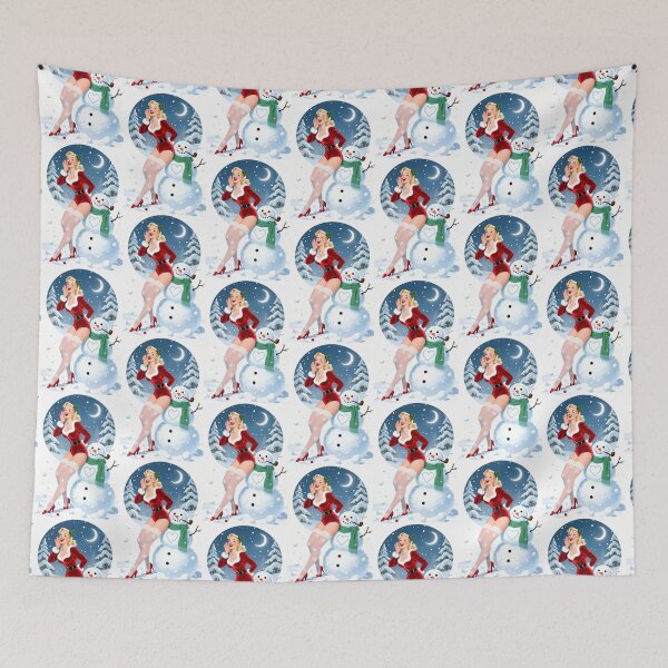 Item preview, Snow Day Whispers – Retro Christmas Pinup with Snowman designed and sold by Lightning-Lace.