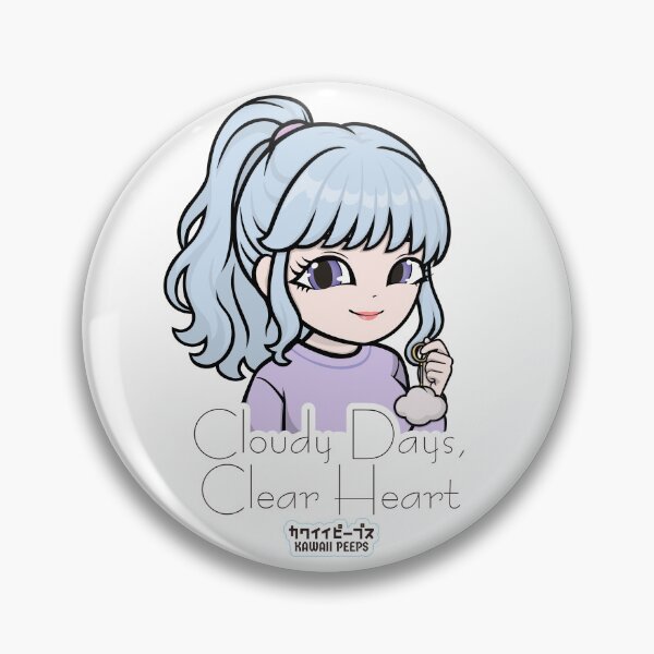 Item preview, Pastel Power Crew Calm Aesthetic Kawaii Girl Design – Cloudy Days, Clear Heart Quote Art designed and sold by P-L-Sardines.