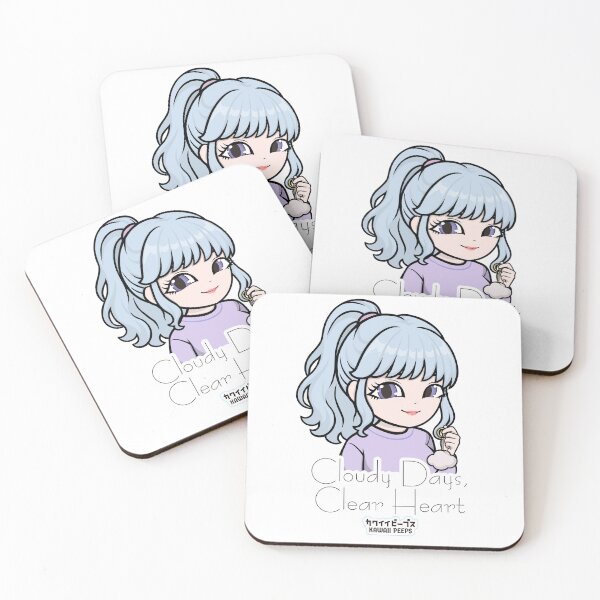 Item preview, Pastel Power Crew Calm Aesthetic Kawaii Girl Design – Cloudy Days, Clear Heart Quote Art designed and sold by P-L-Sardines.