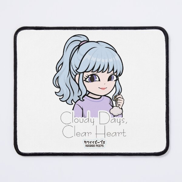 Item preview, Pastel Power Crew Calm Aesthetic Kawaii Girl Design – Cloudy Days, Clear Heart Quote Art designed and sold by P-L-Sardines.