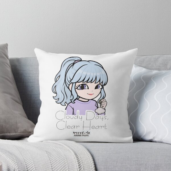 Item preview, Pastel Power Crew Calm Aesthetic Kawaii Girl Design – Cloudy Days, Clear Heart Quote Art designed and sold by P-L-Sardines.