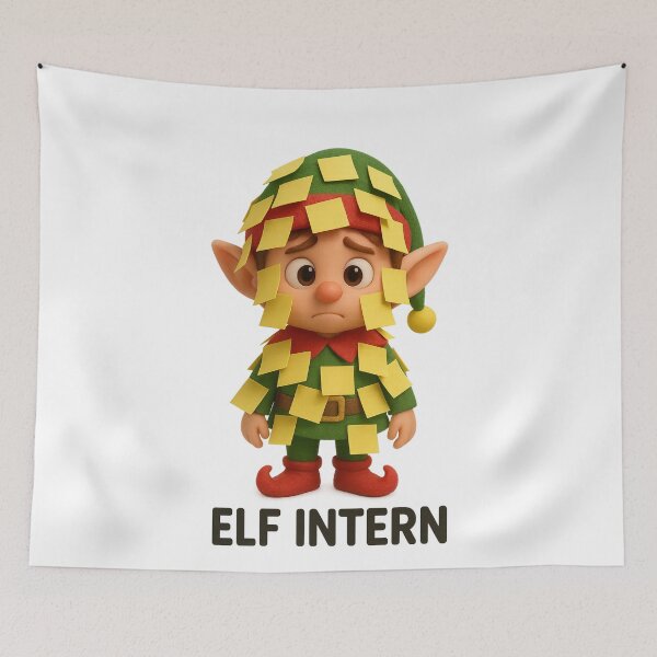 Item preview, Cute Elf Intern Covered In Sticky Notes | Kawaii Funny Office Humor Gift Art designed and sold by Moons Studio.