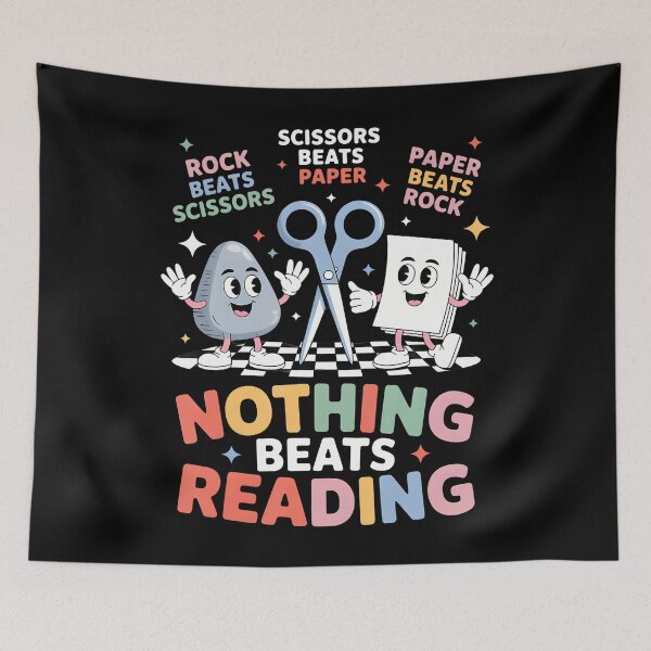 Item preview, Nothing Beats Reading Teacher Librarian Rock Paper Scissors designed and sold by ChelseaEula.