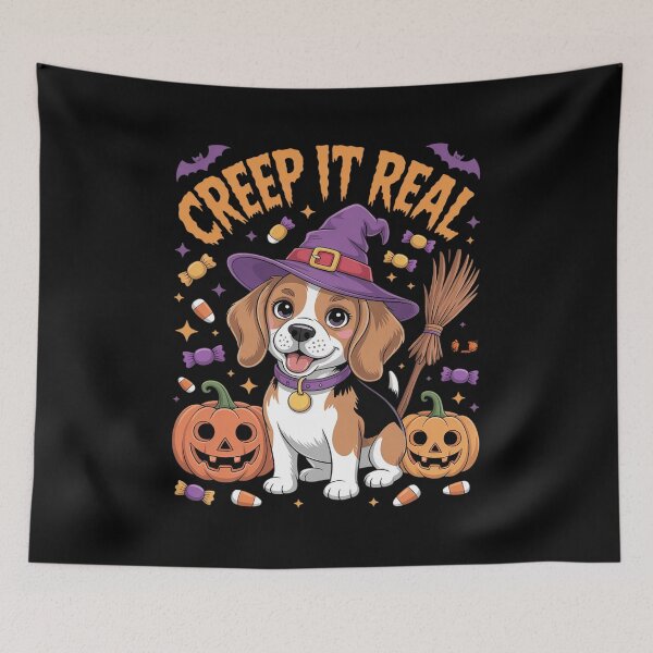 Item preview, Creep It Real Beagle Dog Witch Halloween designed and sold by BubblePancake.
