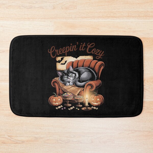 Item preview, Creepin It Cozy CozyCore Aesthetic Halloween Bat Cat designed and sold by BubblePancake.