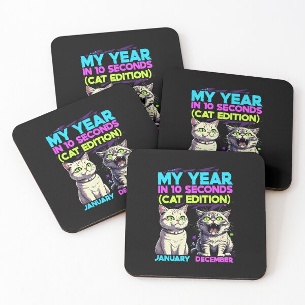 Item preview, My Year in 10 Seconds Cat Edition January vs December Design designed and sold by SplashTastic.