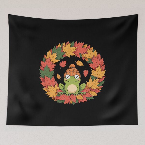 Item preview, Crown Critters Walter The Frog Fall Autumn Leaves Wreath designed and sold by BubblePancake.
