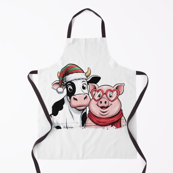 Item preview, Christmas Cow and Pig Holiday Duo Classic T-Shirt,Festive Farm Friends in Love Glasses Shirt designed and sold by PrintMod.