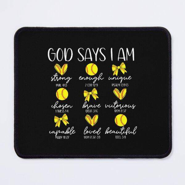 Item preview, Coquette Bows God Say I Am Christian Softball Bible Verse designed and sold by KristyCharleen.