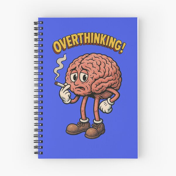 Item preview, Tired Overthinking Brain – Vintage Cartoon Anxiety Humor designed and sold by The Devil's Bargain.