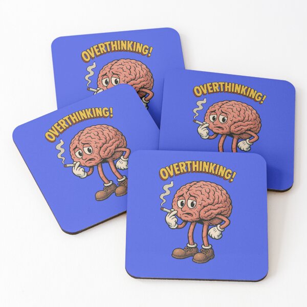 Item preview, Tired Overthinking Brain – Vintage Cartoon Anxiety Humor designed and sold by The Devil's Bargain.
