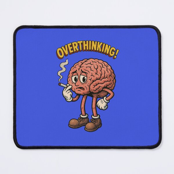 Item preview, Tired Overthinking Brain – Vintage Cartoon Anxiety Humor designed and sold by The Devil's Bargain.