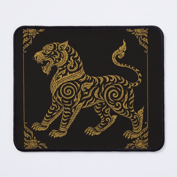 Item preview, Golden Thai Mythical Tiger – Kanok Ornamental Pattern Art designed and sold by Sksticker991.