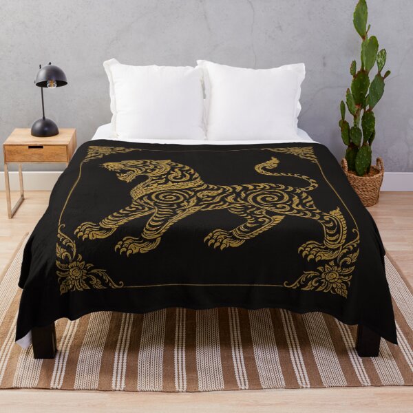 Item preview, Golden Thai Mythical Tiger – Kanok Ornamental Pattern Art designed and sold by Sksticker991.