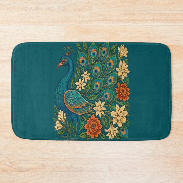 Item preview, Indian Peacock Mandala Floral – Modern Folk Illustration designed and sold by Urban-Wildlife.
