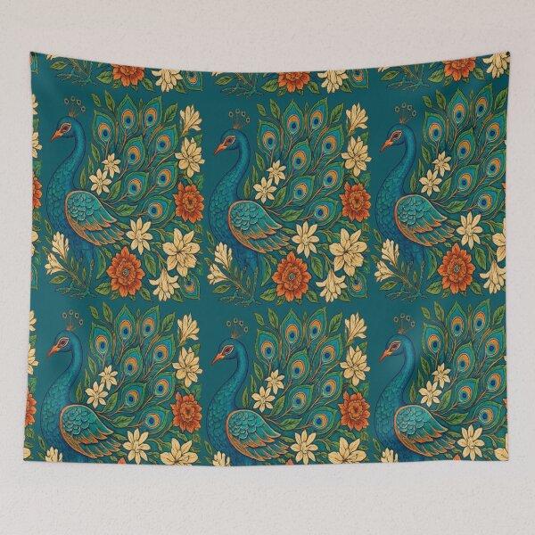 Item preview, Indian Peacock Mandala Floral – Modern Folk Illustration designed and sold by Urban-Wildlife.
