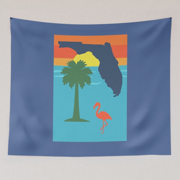Item preview, Florida Sunset Palm Tree & Flamingo Retro Graphic designed and sold by donwillisjrart.