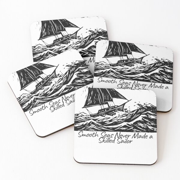 Item preview, Smooth Seas Skilled Sailor Linocut Sailboat Quote designed and sold by ScáthSolasLife.