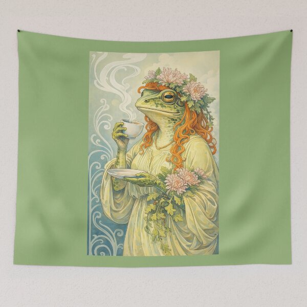 Item preview, Art Nouveau Frog Sipping Tea designed and sold by Tridentulus.