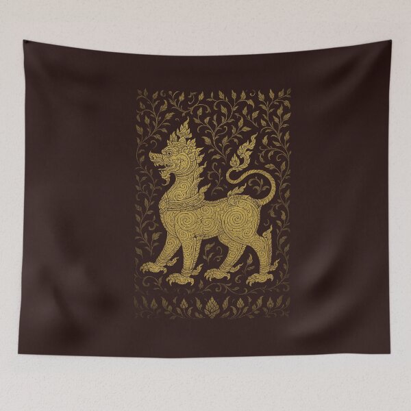 Item preview, Golden Thai Singha – Ornamental Kanok Mythical Lion Art designed and sold by Sksticker991.