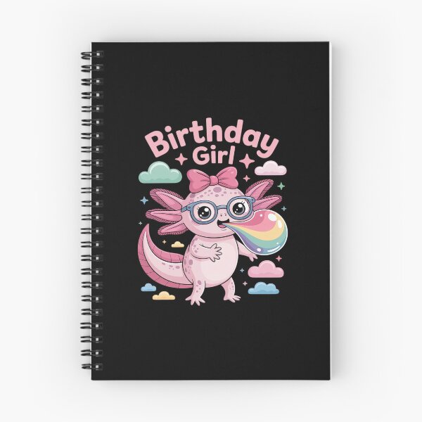 Item preview, Cute Birthday Girl Axolotl with Bow and Pastel Clouds designed and sold by SnackPAC.