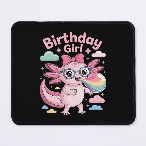 Item preview, Cute Birthday Girl Axolotl with Bow and Pastel Clouds designed and sold by SnackPAC.