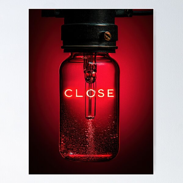Item preview, Neon “CLOSE” Sign Inside Light Bulb – Modern Red Glow Aesthetic designed and sold by Grafititee.