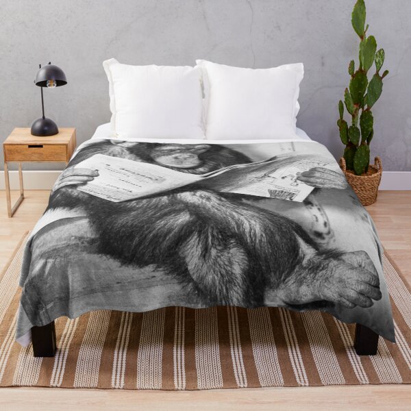 Item preview, Poster Chimpanzee Reading Newspaper Print designed and sold by ColemanOlmos.