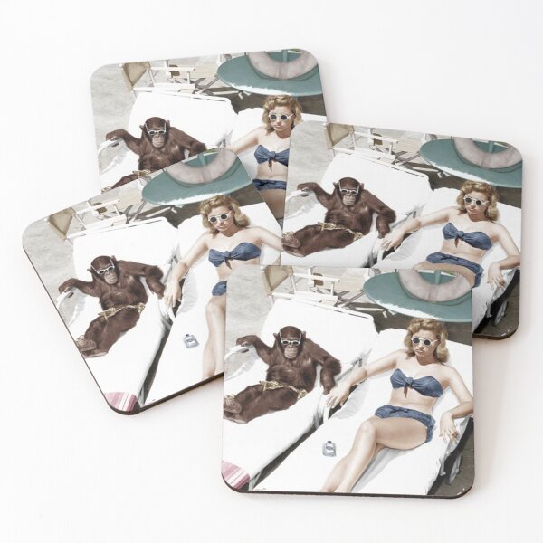 Item preview, Poster Chimpanzee and a Woman Sunbathing designed and sold by ColemanOlmos.