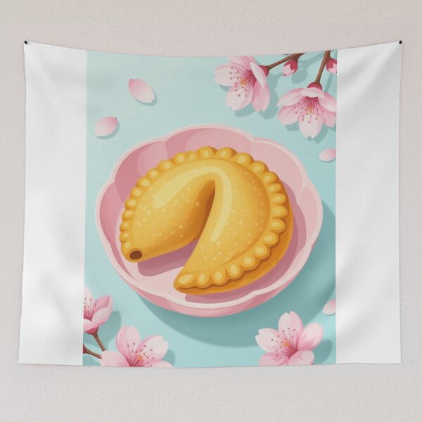 Item preview, Cute Cartoon Fortune Cookie with Cherry Blossoms designed and sold by ArtQueen777.