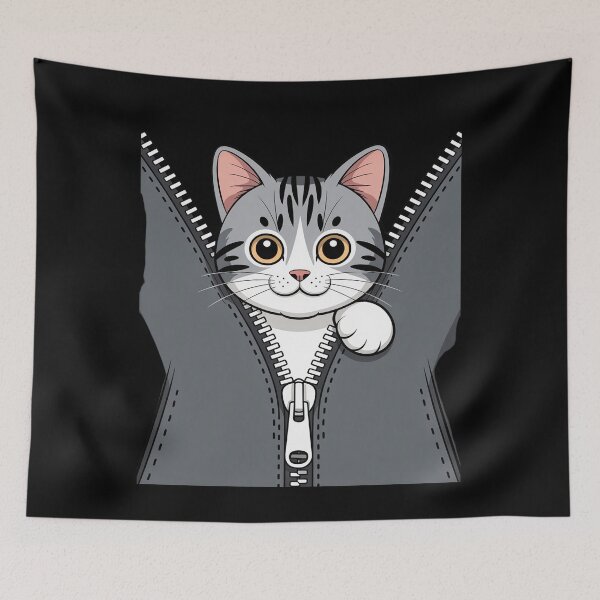 Item preview, Cute Cat Emerging from A Zipper Cat Dad Cat Mom designed and sold by SnackPAC.
