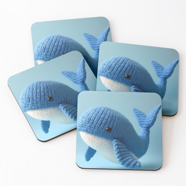Item preview, Crocheted blue whale on a light blue background designed and sold by Mianku | Für das Leben.