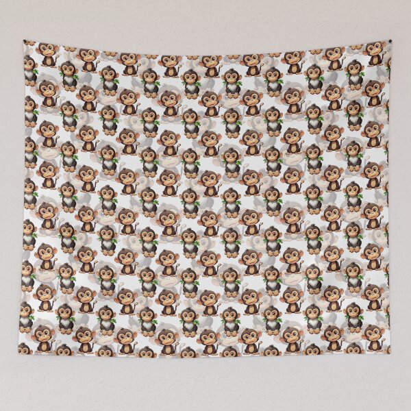 Aperçu de l'œuvre Motifs de petits singes mignons créée et vendue par PatternTitan.