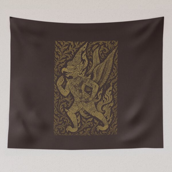 Item preview, Golden Thai Garuda – Ornamental Kanok Winged Deity Art designed and sold by Sksticker991.