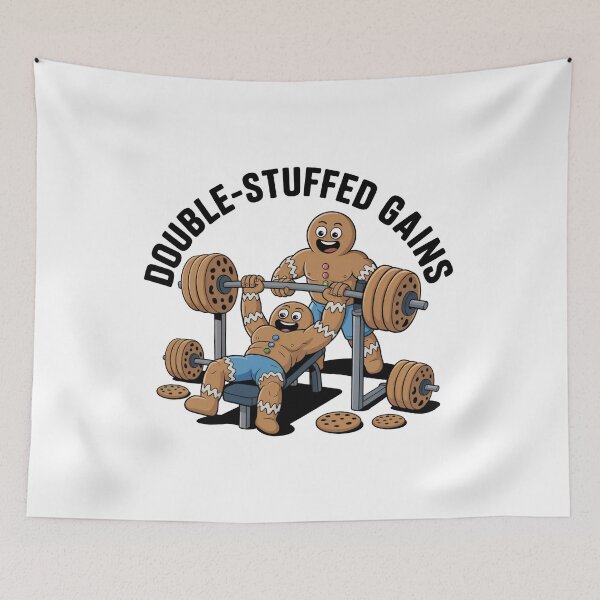 Item preview, Double-Stuffed Gains Gingerbread Bench Press Christmas Gym Meme designed and sold by WSPrintCrafter.