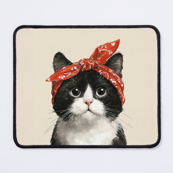 Item preview, a sweet tender black cat wear red bandana designed and sold by yellownacho.