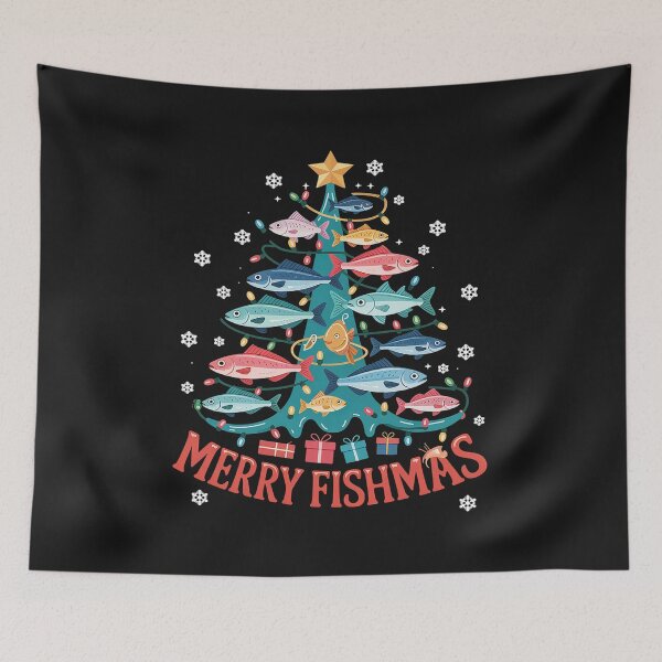 Item preview, Merry Fishmas Funny Christmas Tree Lights Fish Fishing Rod designed and sold by GaryPacheco6.