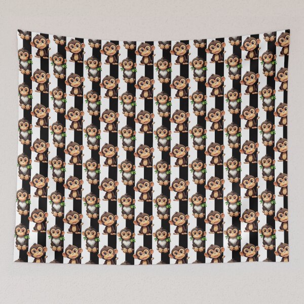 Aperçu de l'œuvre Motif rayé de petits singes mignons créée et vendue par PatternTitan.